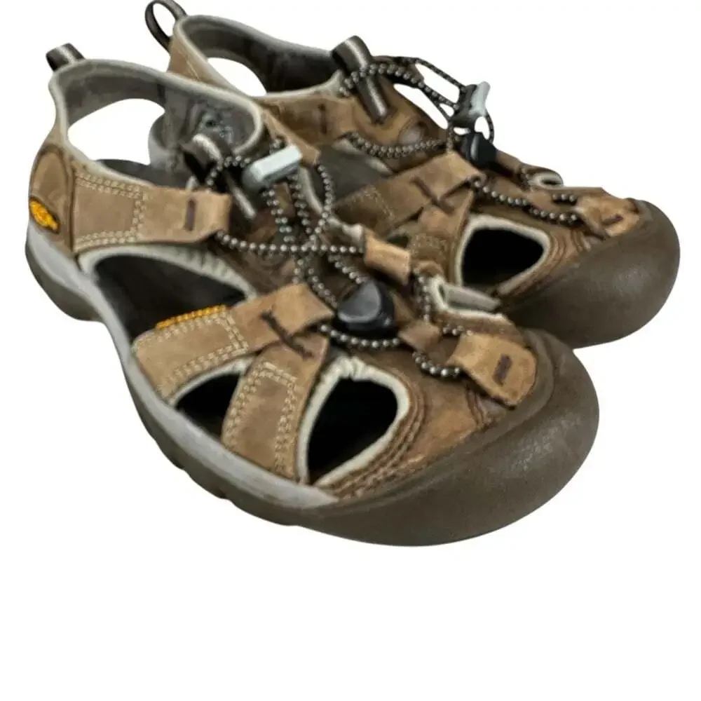 KEEN Austin Mens Sandals Size 7 Brown Leather Hiking Trail Outdoor Closed Toe